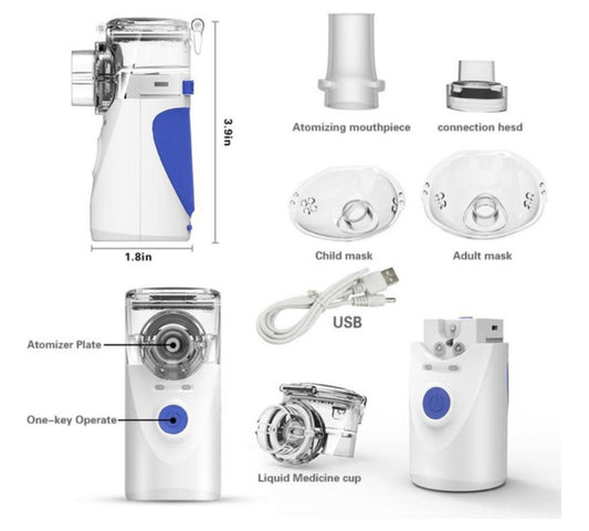 Mini Nebulizador Portatil Mesh Adultos/ Niños Inhalador Usb Color Blanco